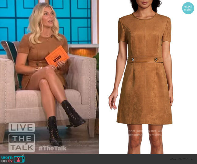 Faux Suede Short-Sleeve Dress by Toccin worn by Amanda Kloots on The Talk worn by Amanda Kloots on The Talk