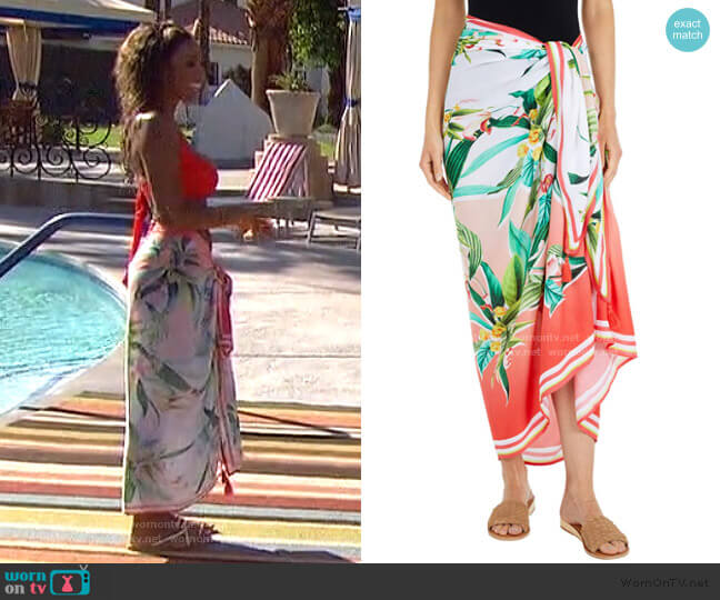 Pareo Wrap Beach Cover Up by Trina Turk worn by Tayshia Adams on The Bachelorette