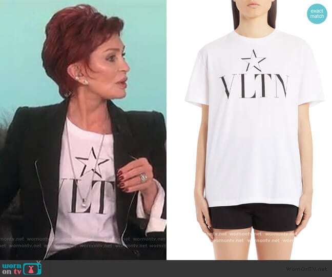 VLTN Star Cotton Tee by Valentino worn by Sharon Osbourne on The Talk