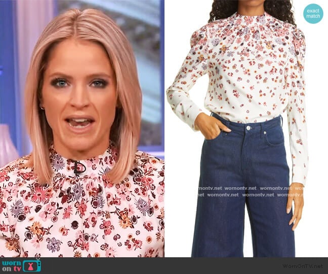 WornOnTV: Sara’s white floral mock neck blouse on The View | Sara ...