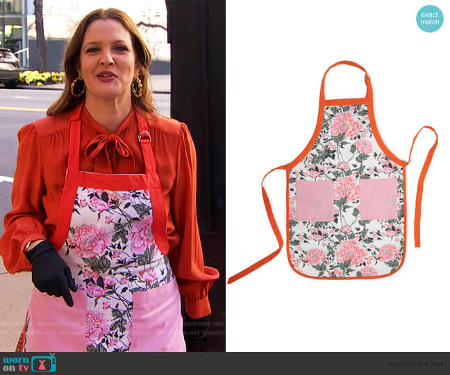 Palm Springs Vintage Floral Apron by Drew Barrymore Flower Home worn by Drew Barrymore  on The Drew Barrymore Show