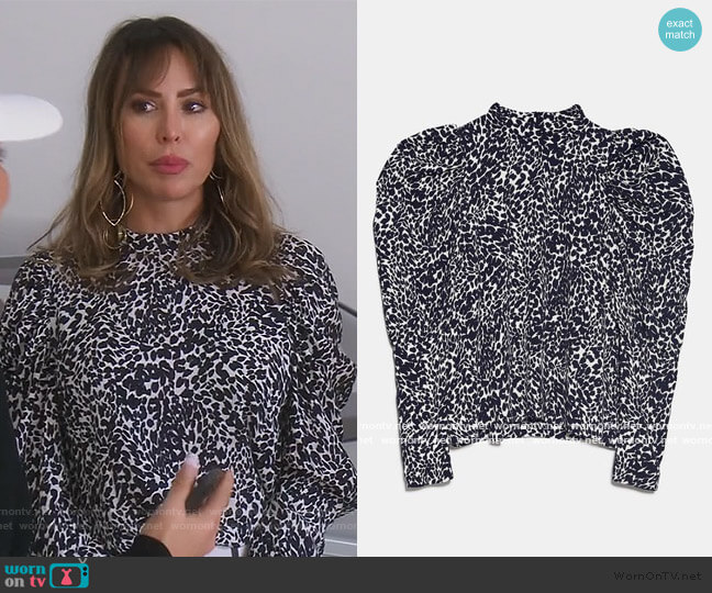 Animal Print Blouse by Zara worn by Kelly Dodd  on The Real Housewives of Orange County