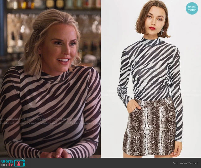 Zebra Print Long Sleeve Top by Topshop worn by Whitney Rose  on The Real Housewives of Salt Lake City