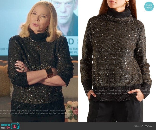 Akris Sequin Sweater worn by Margaret Monreaux (Kim Cattrall) on Filthy Rich