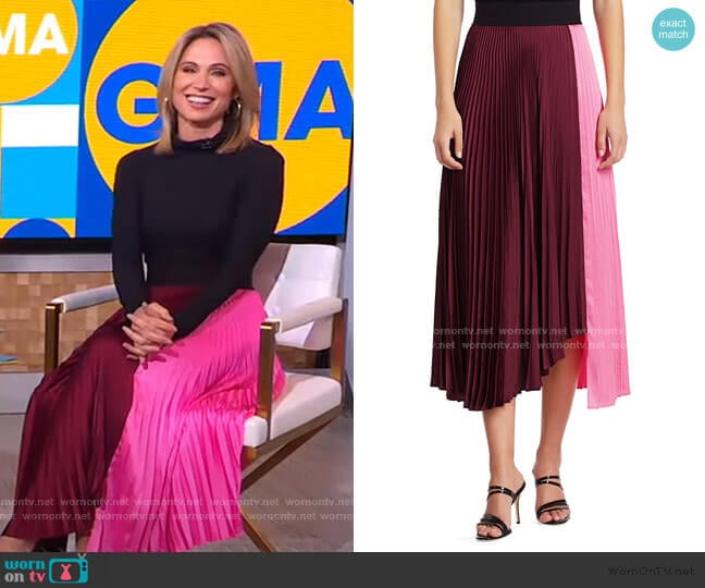 Grainger Colorblock Pleated Midi Skirt by A.L.C. worn by Amy Robach on Good Morning America