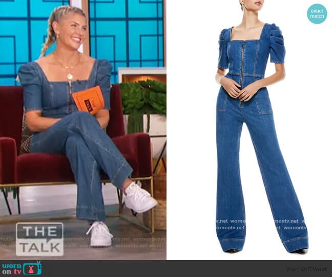 Kennedy Puff Sleeve Jumpsuit by Alice + Olivia worn by Amanda Kloots on The Talk worn by Amanda Kloots on The Talk