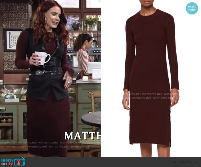 Nala Long Sleeve Ribbed Sweater Dress by Allsaints worn by Sally Spectra (Courtney Hope) on The Young and the Restless