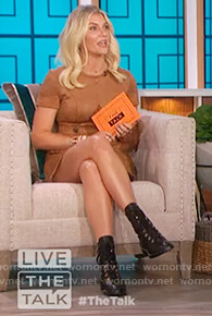 Amanda Kloots's brown suede dress on The Talk