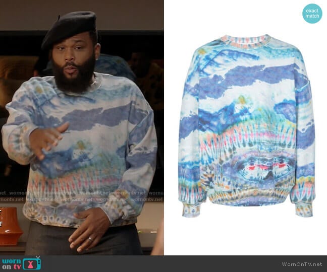 Tie Dye Print Sweatshirt by Amiri worn by Andre Johnson (Anthony Anderson) on Black-ish