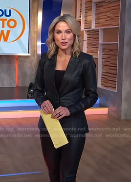 Amy’s black leather blazer and pants on Good Morning America