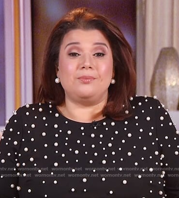 Ana’s black pearl embellished dress on The View