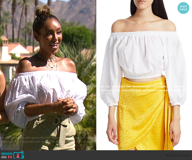 Dallas Off-The-Shoulder Top by Andamane worn by Tayshia Adams on The Bachelorette
