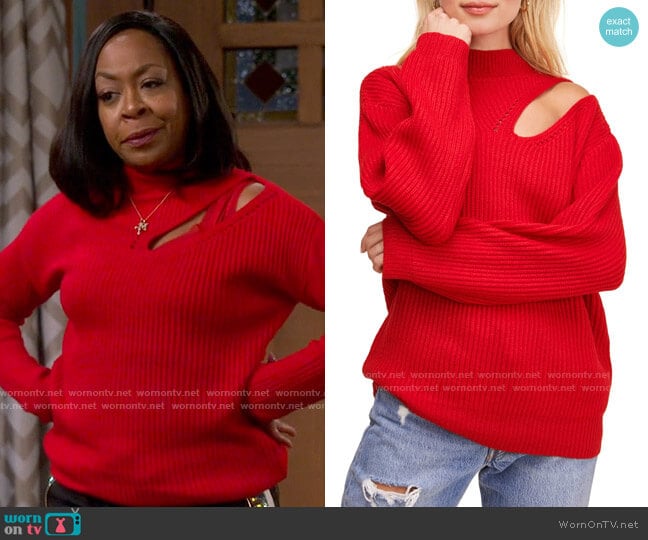 ASTR Cutout Turtleneck Sweater worn by Tina Butler (Tichina Arnold) on The Neighborhood