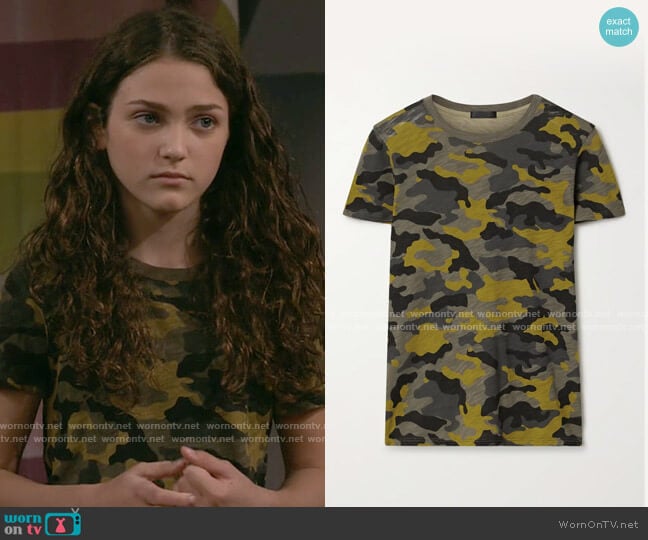 ATM Anthony Thomas Melilo Schoolboy camouflage-print slub cotton-jersey T-shirt worn by Maddie (Izzy G) on B Positive