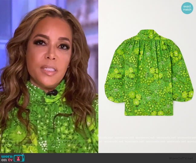 Floral-print crepe blouse by Balenciaga worn by Sunny Hostin on The View