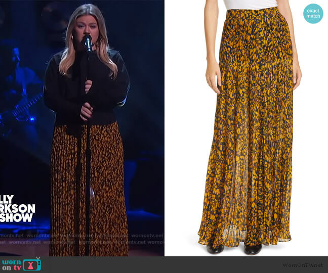 Lamba Pleated Maxi Skirt by Ba&sh worn by Kelly Clarkson on The Kelly Clarkson Show