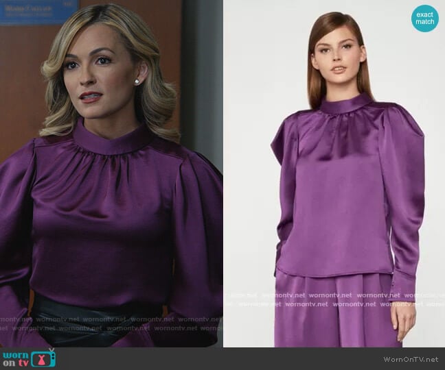 Satin Puffy Blouse by Bcbgmaxazria worn by Amy Quinn (Lindsey Gort) on All Rise