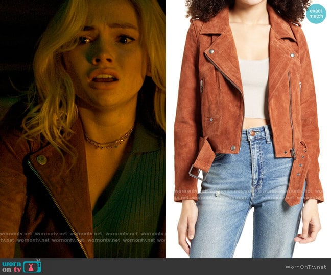 Blank NYC Morning Suede Moto Jacket worn by Danielle Sullivan (Natalie Alyn Lind) on Big Sky