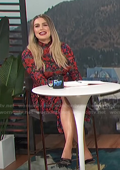 Carissa’s red and black floral top and skirt on E! News Daily Pop
