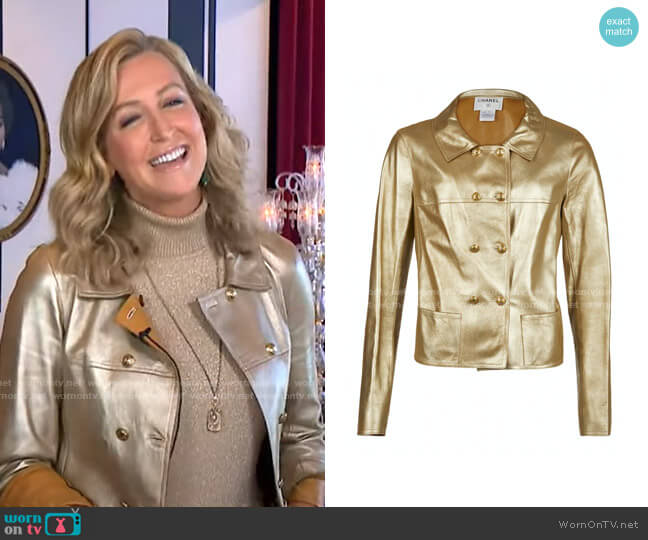 Gold Leather Jacket by Chanel worn by Lara Spencer on Good Morning America