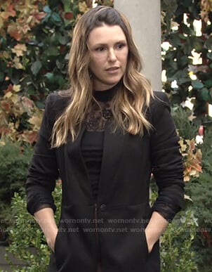 Chloe’s black coat on The Young and the Restless