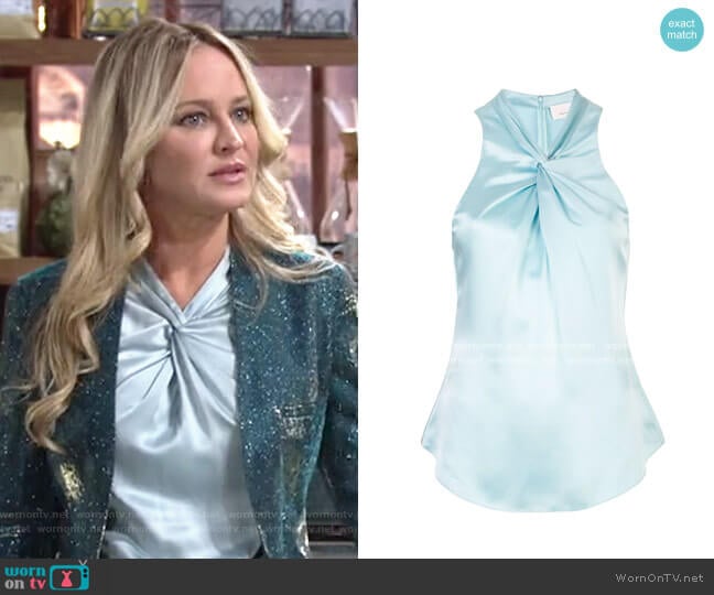 Cinq a Sept Lauren Twist Top worn by Sharon Newman (Sharon Case) on The Young and the Restless