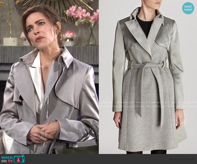 Classic Investment Collection Coat by Karen Millen worn by Victoria Newman (Amelia Heinle) on The Young and the Restless