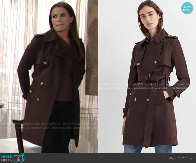 Club Monaco Matie Trench worn by Chelsea Lawson (Melissa Claire Egan) on The Young & the Restless