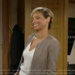 Elena’s taupe leather jacket on The Young and the Restless