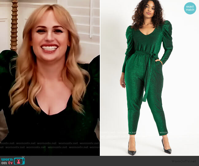 Lurex Knit Jumpsuit by Eloquii worn by Drew Barrymore on The Drew Barrymore Show