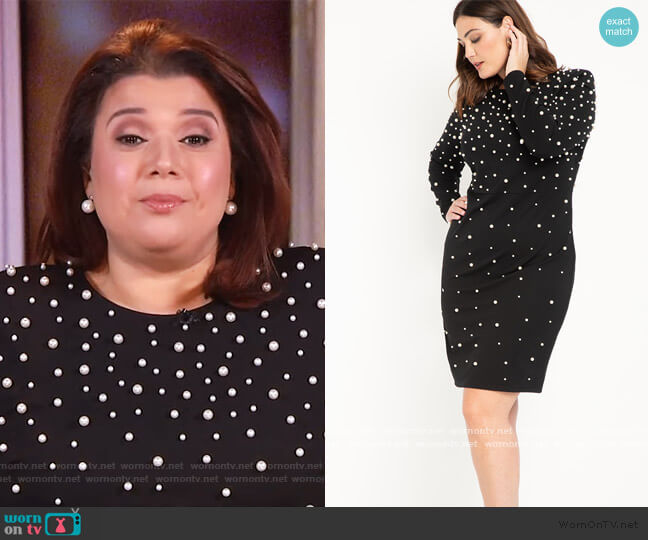 Pearl Embellished Sharp Shoulder Dress by Eloquii worn by Ana Navarro on The View