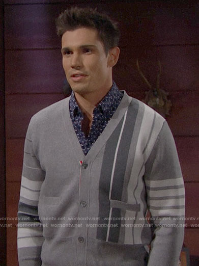 Finn’s grey striped cardigan on The Bold and the Beautiful