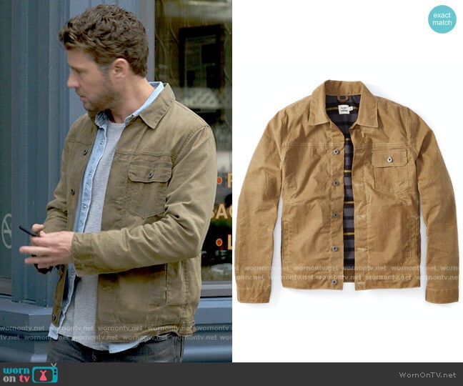 Flint and Tinder Flannel-lined Waxed Trucker Jacket worn by Cody Hoyt (Ryan Phillippe) on Big Sky