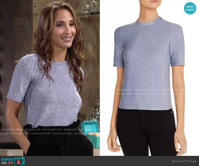 Metallic Short-Sleeve Top by Fore worn by Lily Winters (Christel Khalil) on The Young & the Restless