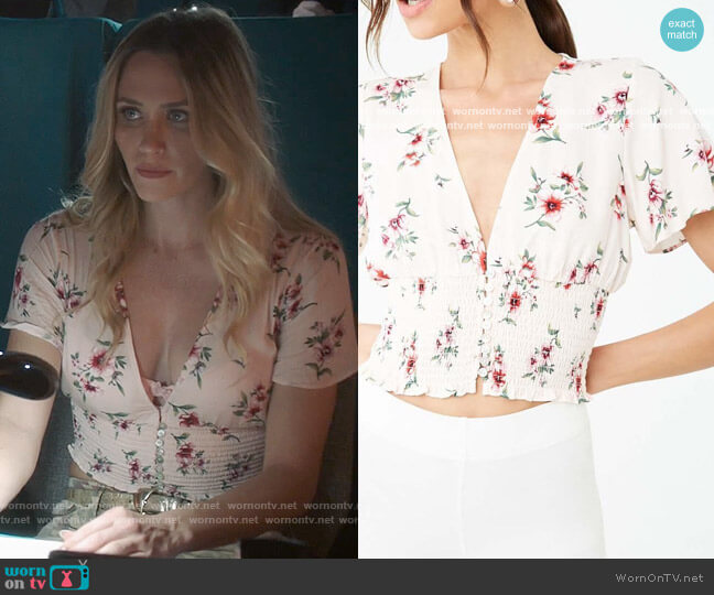 Forever 21 Floral Smocked Top worn by Rachel (Aqueela Zoll) on Filthy Rich
