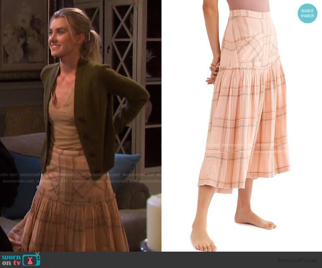 Plaid Forever Midi Skirt by Free People worn by Claire Brady (Isabel Durant ) on Days of our Lives