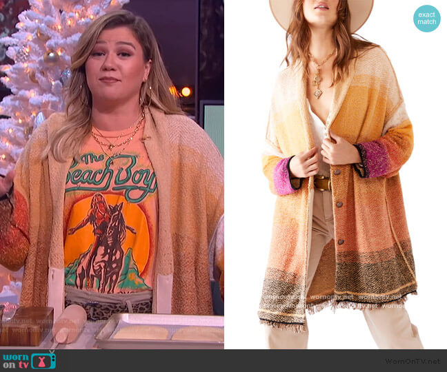 Sunset Park Cardigan by Free People worn by Kelly Clarkson on The Kelly Clarkson Show