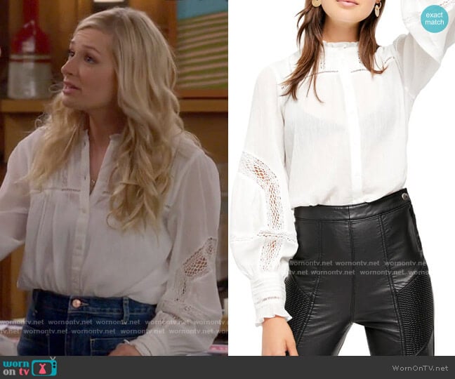 Free People Emma Blouse worn by Gemma (Beth Behrs) on The Neighborhood