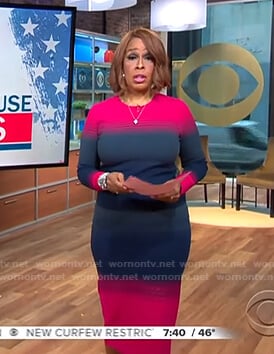 Gayle’s ombre long sleeve sweater and skirt on CBS This Morning