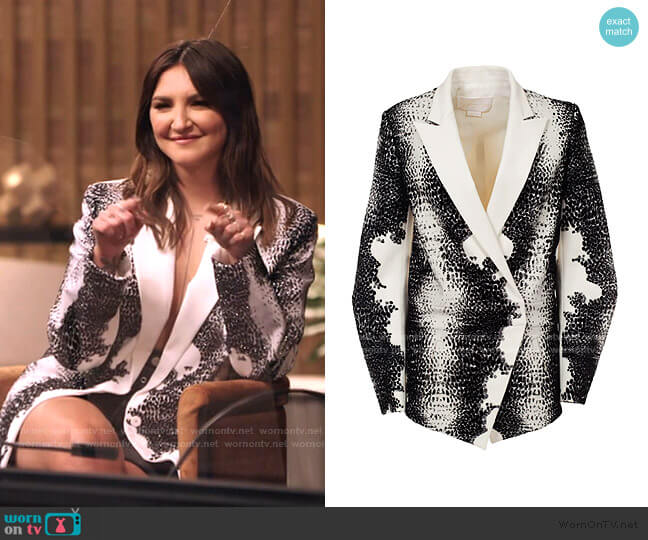 Animalier Print Double-Breasted Jacket by Genny worn by Julia Michaels on The Voice