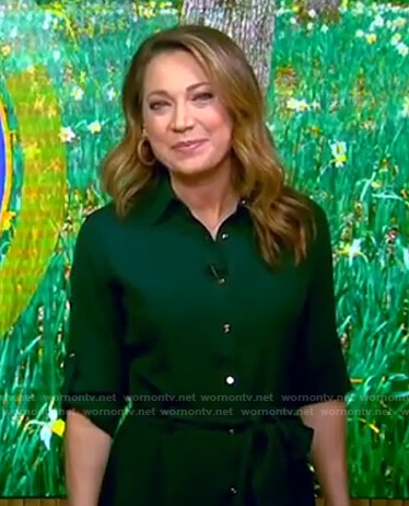 Ginger’s green roll-tab shirtdress on Good Morning America