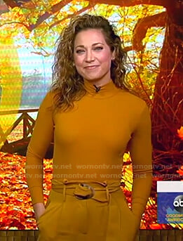 Ginger’s yellow top and belted pants on Good Morning America