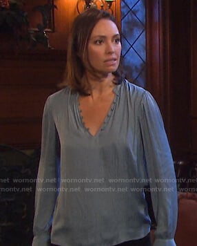 Gwen’s blue satin blouse on Days of our Lives