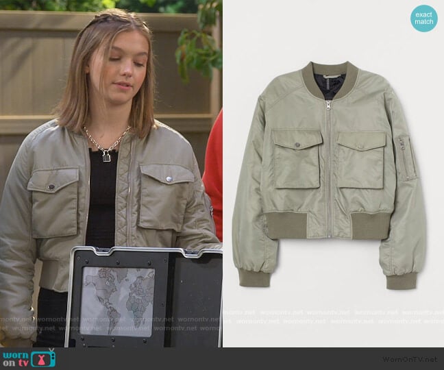 Nylon Bomber Jacket by H&M worn by Presley (Jayden Bartels) on Side Hustle