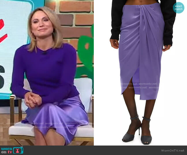 Ruched Silk Blend Skirt by Helmut Lang worn by Amy Robach on Good Morning America