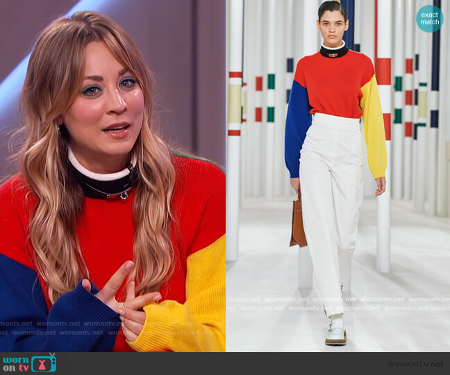 Sweater from Fall 2020 Hermes Collection worn by Kayley Cuoco on The Kelly Clarkson Show