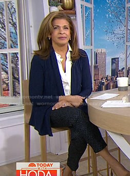 Hoda's navy draped cardigan on Today