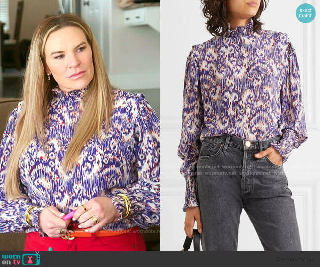 Yoshi Printed Blouse by Isabel Marant worn by Heather Gay on The Real Housewives of Salt Lake City