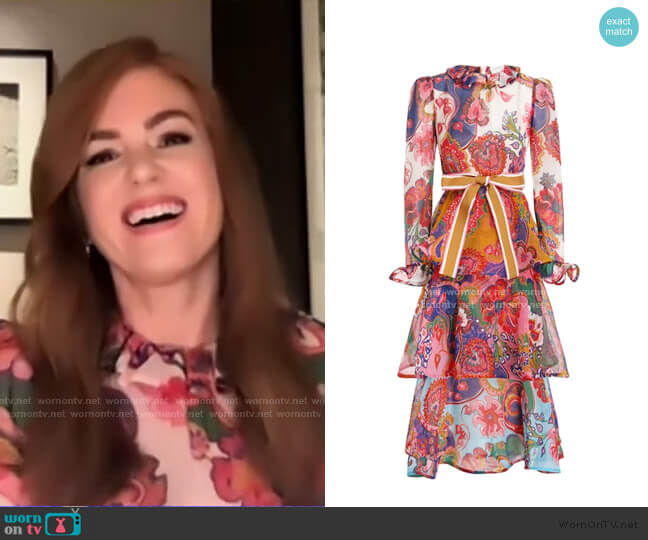 The Lovestruck Flounce Midi Dress by Zimmermann worn by Isla Fisher on GMA