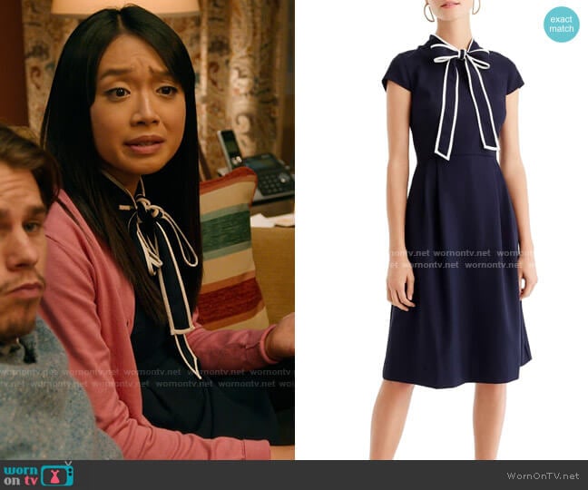 J. Crew Tie Neck Dress worn by Liz (Cynthy Wu) on Holidate (2020)